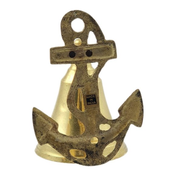 Nautical Decor Antique Anchor Bell Maritime Brass Bronze Wall Mount India 4" - Picture 4 of 5